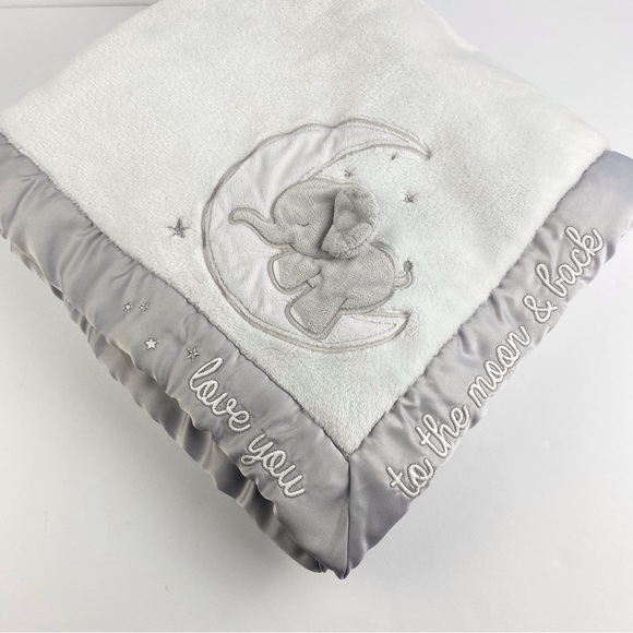Wendy Bellissimo Baby Blanket Elephant Love You To The Moon Satin Edged 30x40 in - Picture 8 of 8